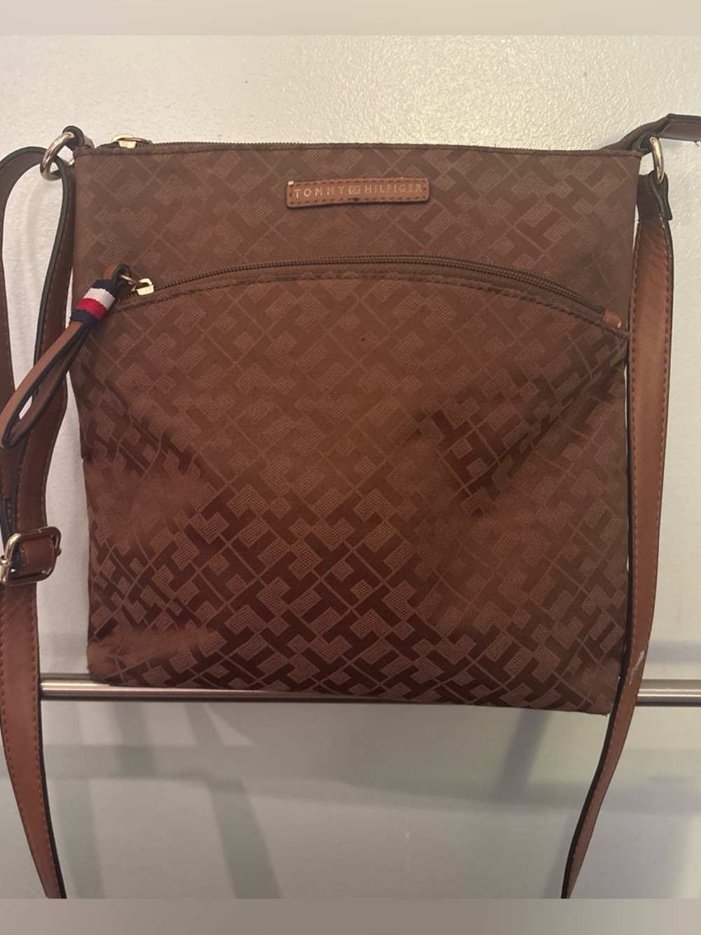 Tommy Hilfiger Brown Monogram Crossbody Bag